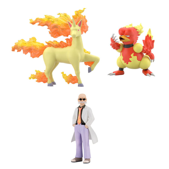 POKÉMON SCALE WORLD KANTO REGION BLAINE & RAPIDASH & MAGMAR W/O GUM  寵物小精靈 寶可夢 夏伯 鴨嘴火獸 烈焰馬 關都地區