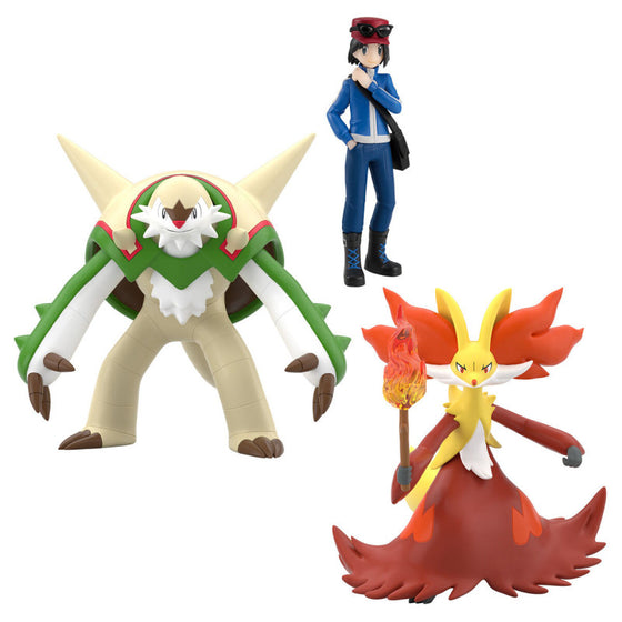 POKÉMON SCALE WORLD KALOS REGION CALEM & CHESNAUGHT & DELPHOX W/O GUM 寵物小精靈 寶可夢 卡鲁穆 & 妖火紅狐 卡洛斯地區