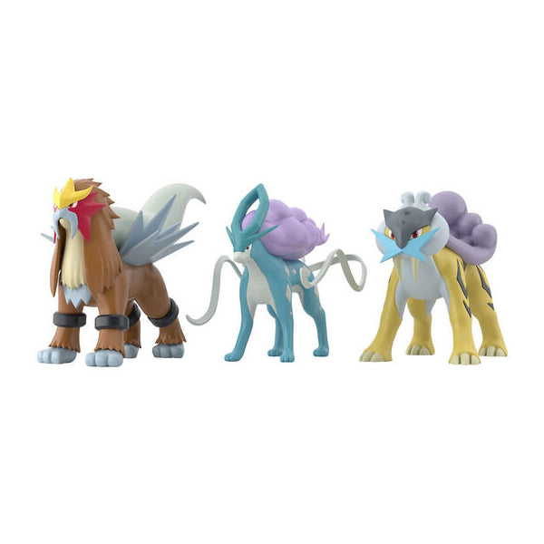 POKÉMON SCALE WORLD JOHTO REGION RAIKOU & ENTEI & SUICUNE W/O GUM (2024 Aug Resale ver.) 寵物小精靈 寶可夢 城都 炎帝 水君 雷公