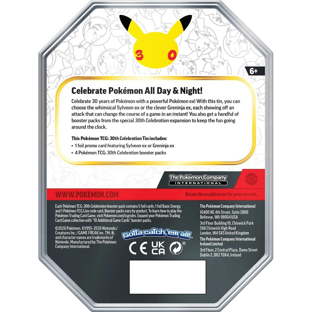 30th Celebration Tin (Sylveon ex / Greninja ex) ME: 30th Celebration (Eng ver.) 寵物小精靈 寶可夢 卡牌