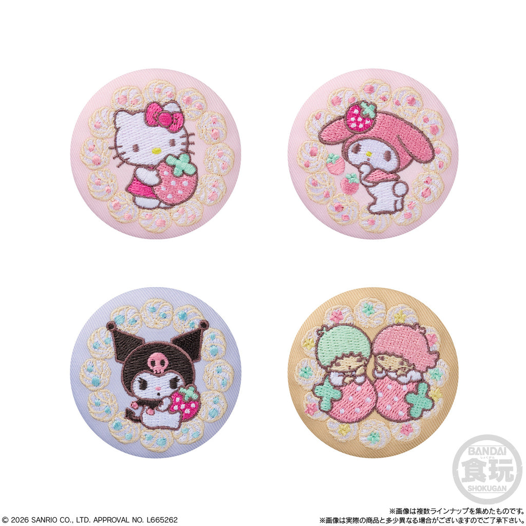 SANRIO CHARACTERS EMBROIDERY CAN BADGE WITH BISCUITS 4 (pack of 12) 刺繡 襟章