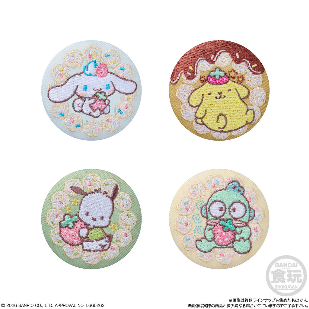 SANRIO CHARACTERS EMBROIDERY CAN BADGE WITH BISCUITS 4 (pack of 12) 刺繡 襟章