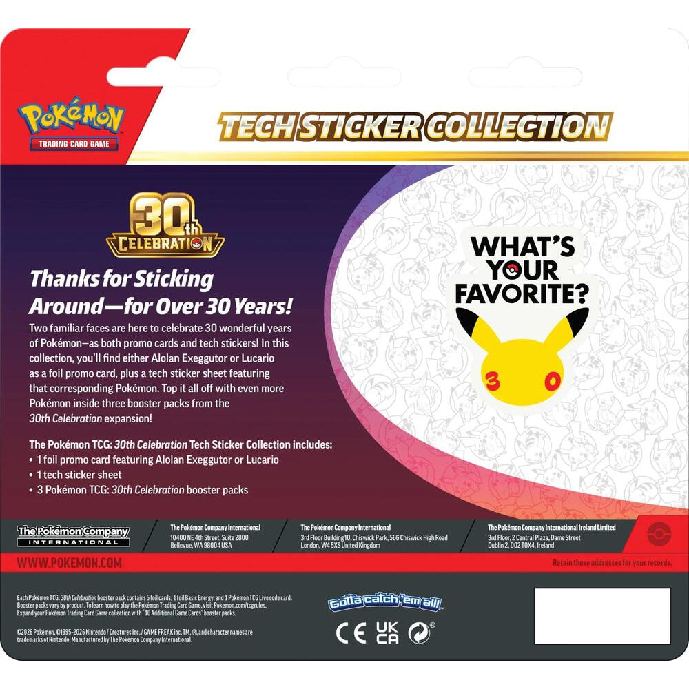 30th Celebration Tech Sticker Collection - ME: 30th Celebration (30C) (ENG ver.) ( Alolan Exeggutor / Lucario) 寵物小精靈 寶可夢 卡牌