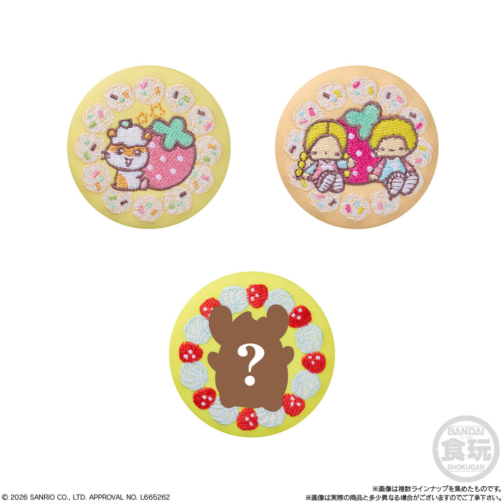 SANRIO CHARACTERS EMBROIDERY CAN BADGE WITH BISCUITS 4 (pack of 12) 刺繡 襟章