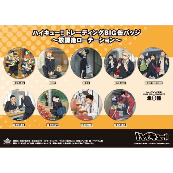 Haikyu!! Trading BIG Can Badge After School Rotation (set of 9) 排球少年 襟章