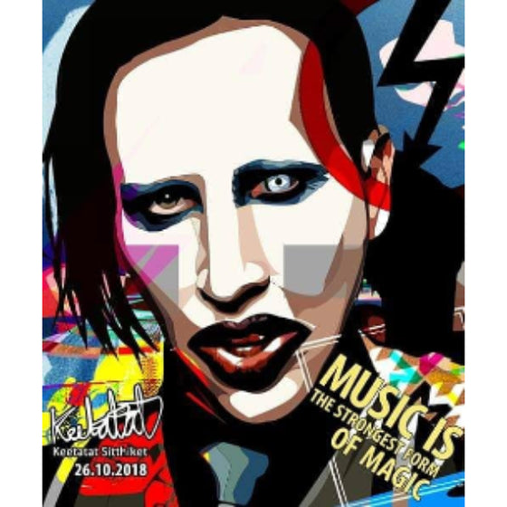 Pop Art Wall Decoration Drawing (Marilyn Manson - Music is the strongest form of magic) 掛畫
