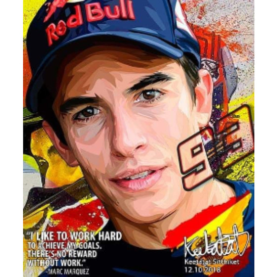 Pop Art Wall Decoration Drawing (Marc Marquez - I like to work hard) 掛畫