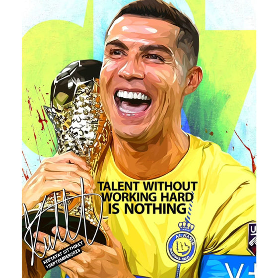 Pop Art Wall Decoration Drawing (Cristiano Ronaldo - TALENT WITHOUT WORKING HARD IS NOTHING) 基斯坦奴·朗拿度 C朗拿度 掛畫