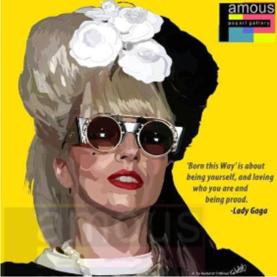 Pop Art Wall Decoration Drawing (Lady Gaga - Yellow) 掛畫