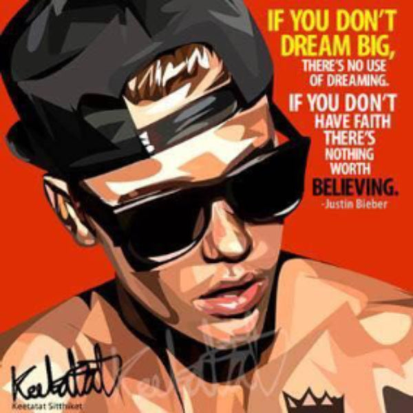 Pop Art Wall Decoration Drawing (Justin Bieber If You Don't Dream Big) 掛畫