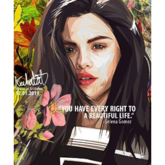 Pop Art Wall Decoration Drawing (Selena Gomez - You have every right to a beautiful life) 掛畫