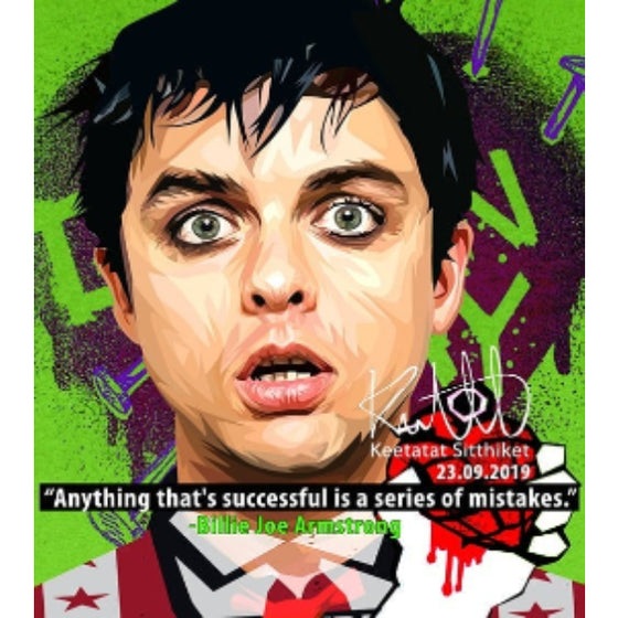 Pop Art Wall Decoration Drawing (Billie Joe Armstrong - Anything that's successful is a series of mistakes) 掛畫