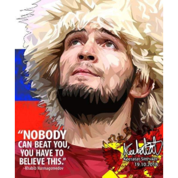 Pop Art Wall Decoration Drawing (Khabib Nurmagomedov - Nobdy can beat you) 掛畫