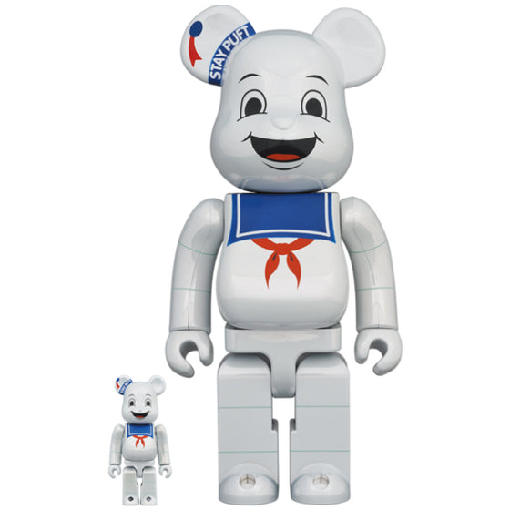 BE@RBRICK STAY PUFT MARSHMALLOW MAN WHITE CHROME Ver. 100％ & 400％ SET