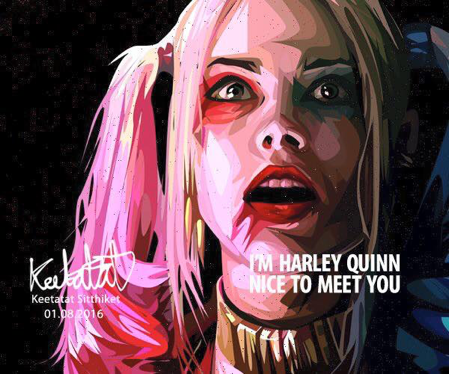 Pop Art Wall Decoration Drawing (Harley Quinn - Pink / Black)