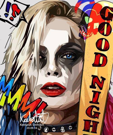 Pop Art Wall Decoration Drawing (Harley Quinn Good night)