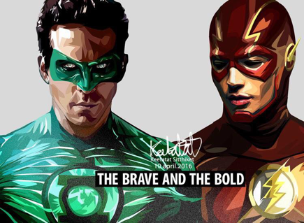 Pop Art Wall Decoration Drawing (Green Lantern VS The Flash) DC