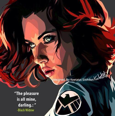 Pop Art Wall Decoration Drawing (Black Widow)