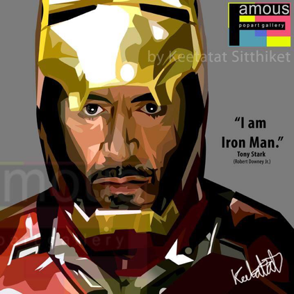 Pop Art Wall Decoration Drawing (Tony Stark - Grey)
