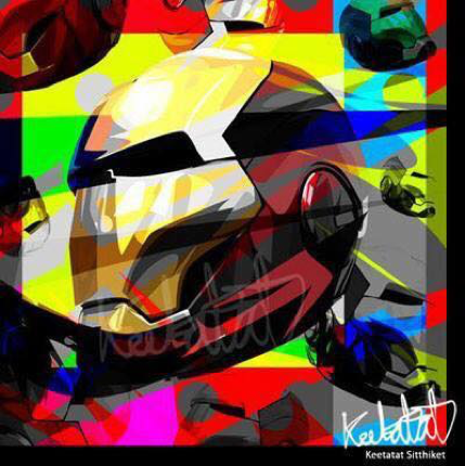 Pop Art Wall Decoration Drawing (Iron Man - Black)