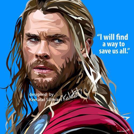 Pop Art Wall Decoration Drawing (Thor - Blue)