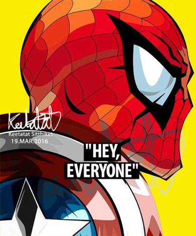 Pop Art Wall Decoration Drawing (SpiderMan Hey Everyone)