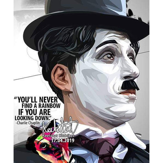 Charlie Chaplin The Tramp Actor Pop Art Poster Wall Decoration Drawing
