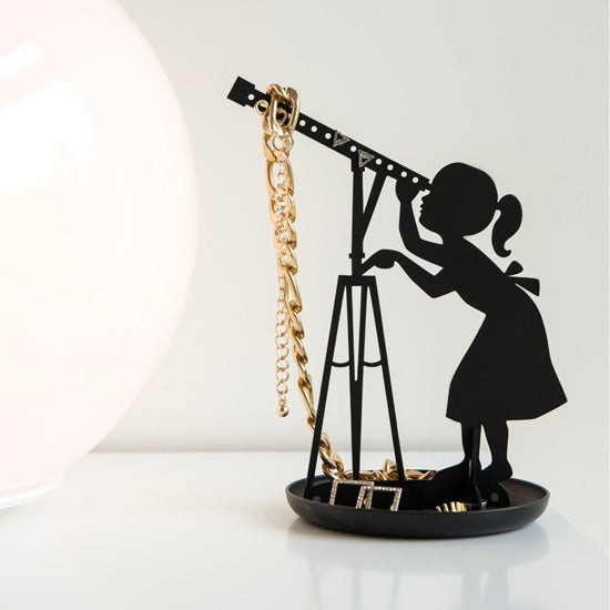 Curious Girl Black Stargazer Jewellery Holder & Tray