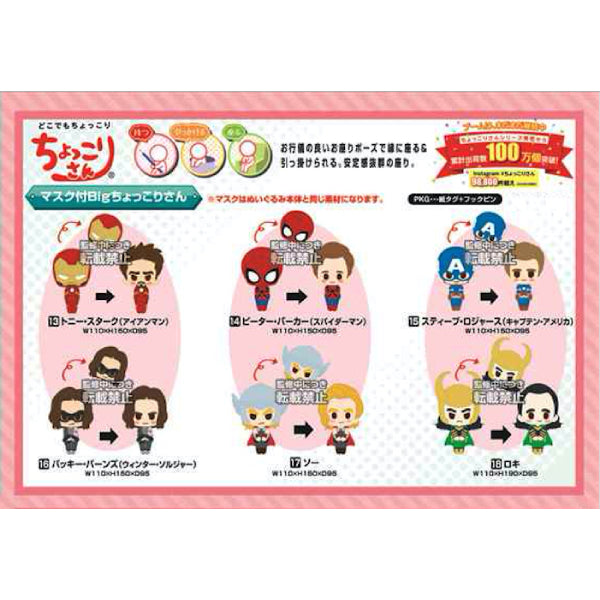 X Buddies Concept Marvel Disney Chokkorisan Sitting Plush Doll with mask Collection