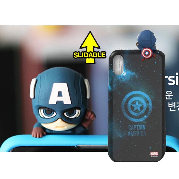 Marvel Captain America cute Figure Anti-Scratch Card Slot iPhone Case Korea