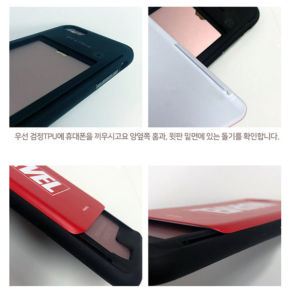 Marvel Logo Credit Card Slot Slide Back Cover Wallet iPhone Case Shock Absorption XR XS Max