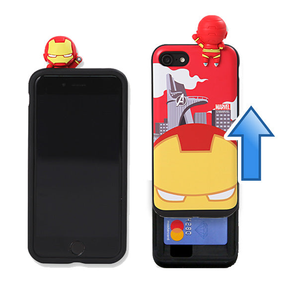 Marvel Mini Figure Ironman Credit Card Slot Slide Cover Wallet Bumper iPhone Case XR XS Max
