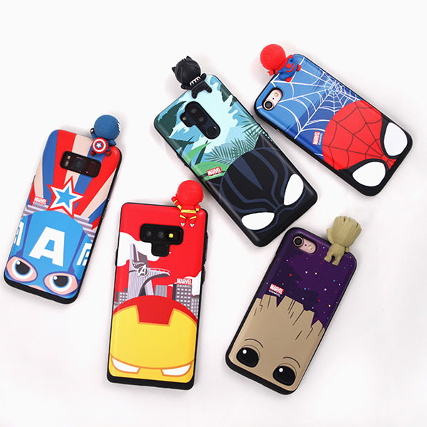 Marvel Mini Figure Pattern Slide Cover Wallet iPhone Case XR XS Max Bumper Shockproof Protection