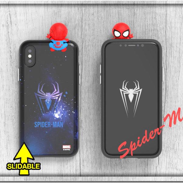 Marvel Spiderman mini Cute Figure Bumper Anti Drop Phone Case Back slidable Cover