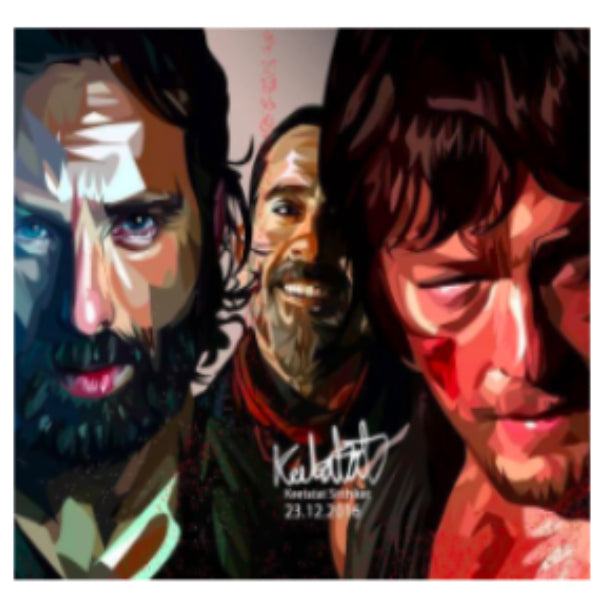Pop Art Wall Decoration Drawing (Walking Dead - 3 Characters) 掛畫
