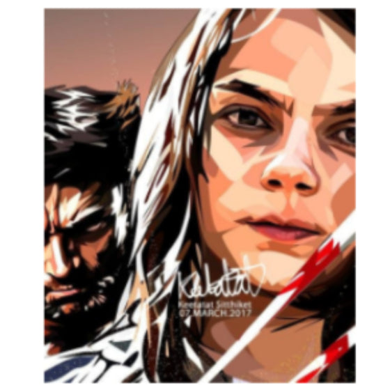 Pop Art Wall Decoration Drawing (Wolverine Logan X Laura) 狼人 掛畫