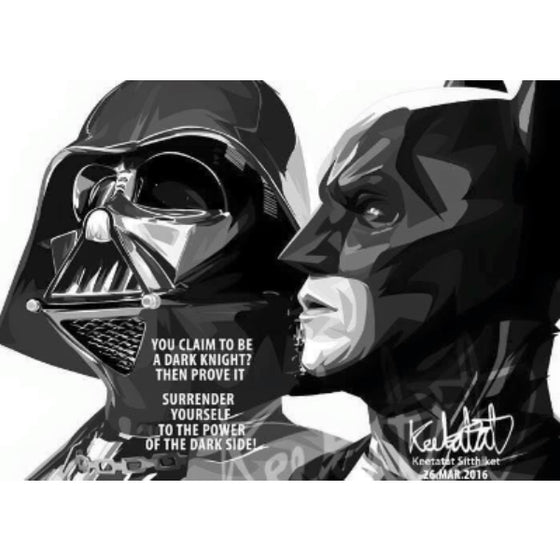 Pop Art Wall Decoration Drawing (Darth Vader VS Batman) 黑武士 蝙蝠俠 掛畫 Star Wars DC