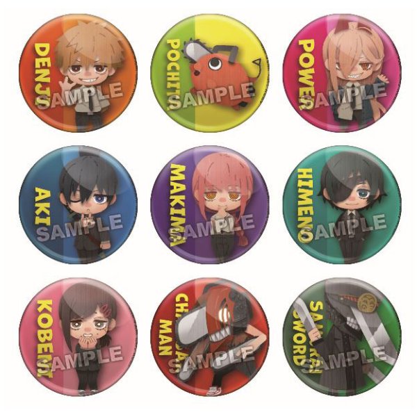 Pepakura Chainsaw Man Trading Can Badge (Set of 9) 鏈鋸人 電鋸人 淀治 電次 帕瓦 早川秋 姬野 瑪奇瑪 真紀真 小紅 襟章