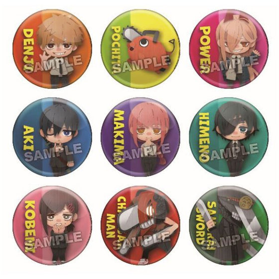 Pepakura Chainsaw Man Trading Can Badge (Set of 9) 鏈鋸人 電鋸人 淀治 電次 帕瓦 早川秋 姬野 瑪奇瑪 真紀真 小紅 襟章