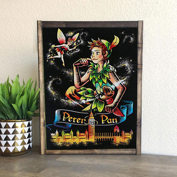 Peter Pan Fairy Tale Lago Scratch Art Postcard Photo Frame Home Decoration
