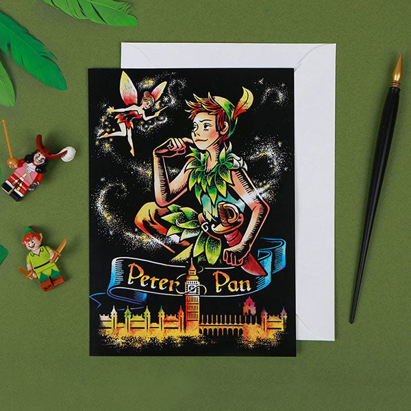 Peter Pan Fairy Tale Lago Scratch Art Postcard Wall Decoration Poster
