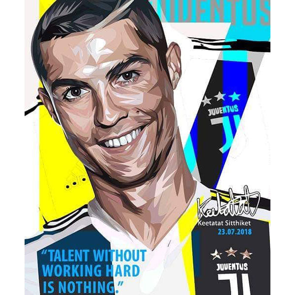 Pop Art Poster Wall Decoration Drawing Cristiano Ronaldo Talent Juventus Football Club