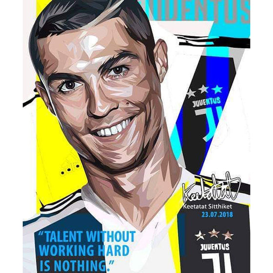 Pop Art Poster Wall Decoration Drawing Cristiano Ronaldo Talent Juventus Football Club