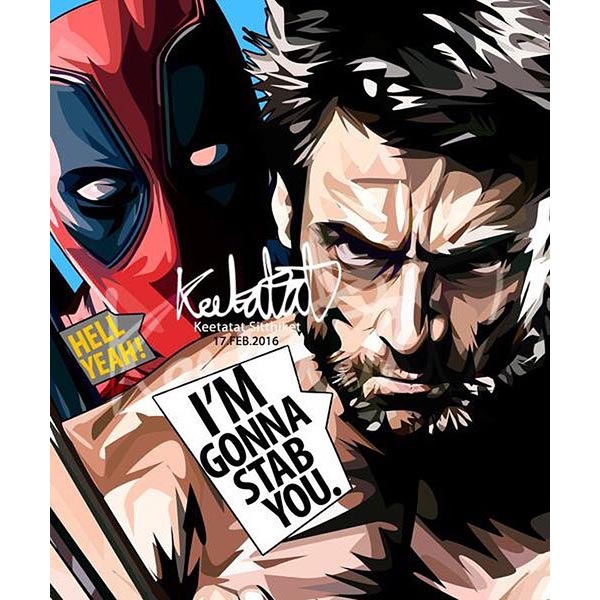 Deadpool Vs Wolverine Pop Art Poster Wall Decoration Drawing Marvel