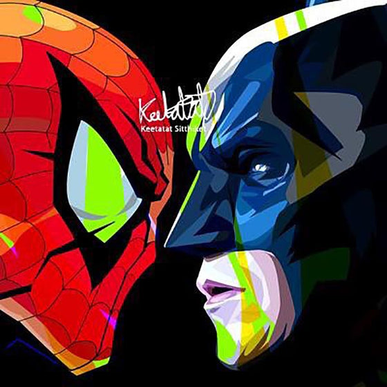 Pop Art Poster Wall Decoration Drawing Marvel DC Spiderman Vs Batman Collectibles