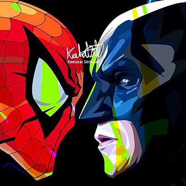 Pop Art Poster Wall Decoration Drawing Spiderman Vs Batman Marvel DC