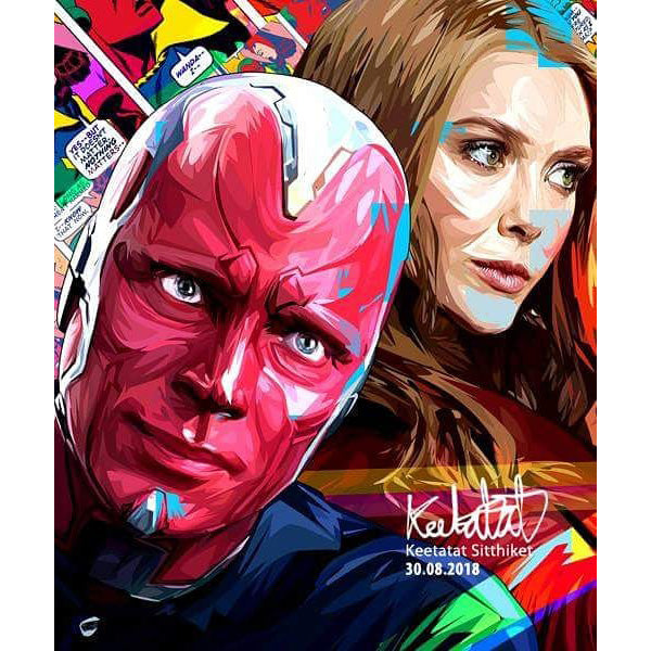 Pop Art Poster Wall Decoration Drawing Marvel Vision & Scarlet Witch Avengers Collectibles