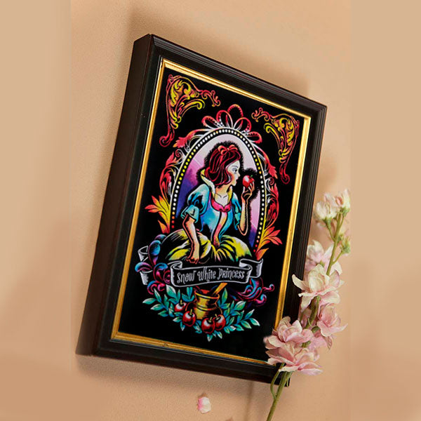 The Snow White Fairy Tale Lago Scratch Art Postcard Cartoon DIY Drawing Photo Framed Wall Decor