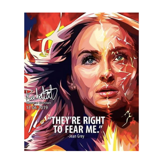 Pop Art Wall Decoration Drawing (Jean Grey - They're right to fear me)