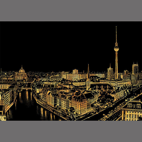 Lago Scratch Art Drawing City Night View Berlin